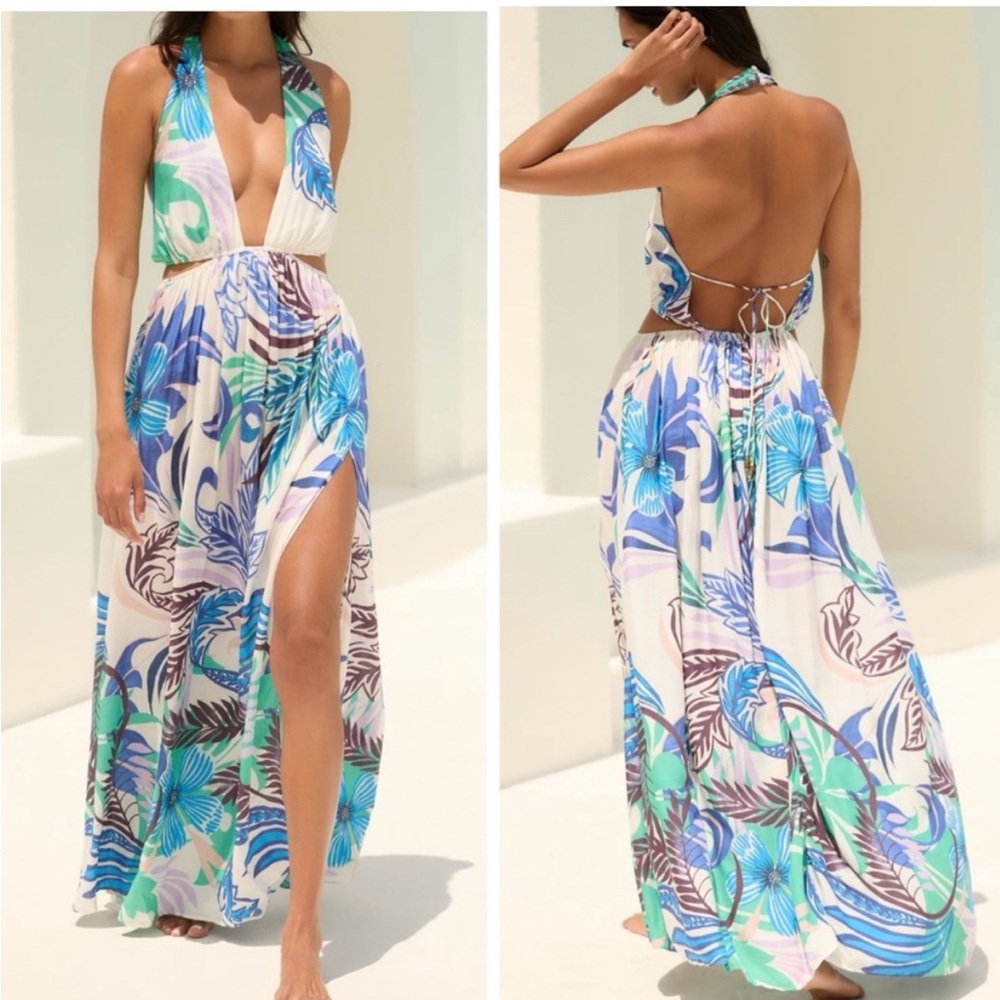 NWT XL Anthropologie Plunge Cutout Maxi Dress Cover Up. Make a statement